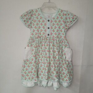 Swoon‎ Baby Ruffled Pocket Dress Girls 10 Green Floral Layered Short Sleeve